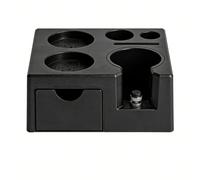 Qcwwy Coffee Tamper Station, 51 to 54mm Portafilter Holder with Drawer Adjustable Height Knock Box Anti Slip Coffee Machine Tool Organizer Washable for Standard Portafilter (Black)