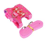 Qcwwy Comfortable Small Animal Walking Harness Vest Leash Set, Easy to Put On and Take Off, Bell Design for Easy Location, Suitable for Agile and Lively Pets (S)
