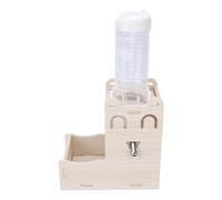 Qcwwy Composite Wood Pet Auto Dispenser With Base Hamster Hanging Water Bottle Space Saving Hedgehog Cage Accessory Robust Construction Universal Fit Pet Supply Stand Anti Tip Design