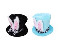 Qcwwy Costume Easter Hat Bunny Ear Top Hat Easter Bunny Costume Festive High Top for Tea Party Cosplay Themed Event Clothing Accessories Peripherals (Blue)