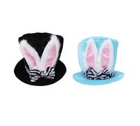 Qcwwy Costume Easter Hat Bunny Ear Top Hat Easter Bunny Costume Festive High Top for Tea Party Cosplay Themed Event Clothing Accessories Peripherals (Black)