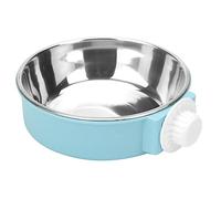 Qcwwy Crate Dog Bowl, Pet Puppy Food Water Bowl Dog Bowl Feeder Removable Stainless Steel Hanging Pet Cage Bowl with Bolt Holder for Dog Puppy Cat Rabbit Bird Small Animals (Blue)