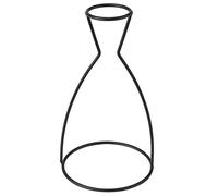 Qcwwy Creative Black Metal Flower Vase Frame, Lightweight Iron Plant Holder with 5.5cm Top Ring Suitable for Glass Bottle Base Indoor Outdoor Cafe Home Decor (A)