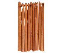 Qcwwy Crochet Hooks, 12PCS Crochet Supplies Comfortable Grip Knitting Needles Set Carbonized Round Bamboo Yarn Hooks for Fine Workmanship Fine Weaving Lace Weaving
