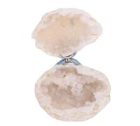 Qcwwy Crystal Round Geode Ring Box, White Agate Ring Box Crystal Cluster Display Storage Case Valentine's Day Unique for Proposal and Wedding