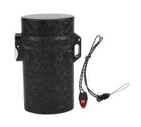 Qcwwy Cylinder Dry Box with Lanyard, Metal Container Portable Sealed Container Bottles Water Proof Sealed Storage Box with Whistle Rope Metal Seal Bottle Camping Essentials Tool (Black)