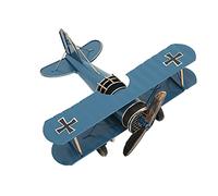 Qcwwy Delicate Vintage Biplane Handicraft Metal Airplane Model, Ideal Model Aircraft Enthusiasts, Home Cafe Office Decor (Blue)