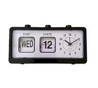 Qcwwy Desk Alarm Clock,Classical Retro Mechanical Alarm Clock Manual Jump Calendar Desktop with Day and Date Time Reminder for Study Room Office (Black)