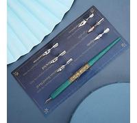 Qcwwy Dip Pen, Lightweight Resin and Wood Calligraphy Pen with 6 Nibs for English Calligraphy Practice and Gift Giving (Blue)