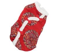 Qcwwy Dog Coat Dog Clothes Soft and Comfortable Plush Tang Suit Exquisite Design Chinese Traditional Costume Color Match Pattern for Cats Small or Medium Teddy Chihuahua Apparel (L)