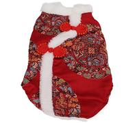 Qcwwy Dog Coat Dog Clothes Soft and Comfortable Plush Tang Suit Exquisite Design Chinese Traditional Costume Color Match Pattern for Cats Small or Medium Teddy Chihuahua Apparel (M)