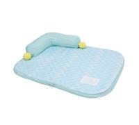 Qcwwy Dog Cooling Mat with Pillow, L Shape Design Cooling Dog Couch Bed Comfortable for Spring and Summer Padded Support Pillow Pet Mats for and Cats (M)