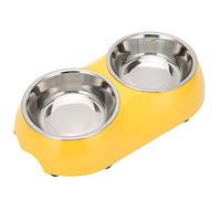 Qcwwy Double Stainless Steel Pet Bowls Non Slip Rubber Bottom Double Dog Bowls with Easy Disassemble Cleaning for Small Medium Cats Dogs (S)
