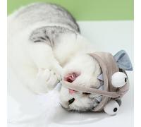 Qcwwy Feather Toys Cat Toys Teaser Hat with Replaceable Pendant Pendant for Kitten Play Interactive Cat Fishing Headdress Toy Feather Interactive Fishing Headdress Toy (Gray Big Eye Fish)