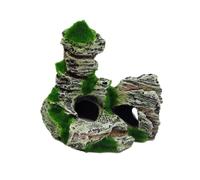 Qcwwy Fish Tank Caves and Hiding Spots, Resin Aquarium Mountain Decor with Moss Rock Cave Aquarium Decor Mountain View Stone Ornament Ideal for Betta, Snails, Hiding, Pla (F416A)