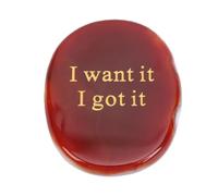 Qcwwy Gifts Motivational Inspirational Rock Portable Worry Anxiety Relief Tool Positive Mindset Affirmation Keepsake for Meditation Home Office Decor Engraved Stone Natural Red Agate