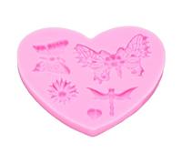 Qcwwy H Icrafts Flower Leaf Patterns for Cake Decorating Chocolate Gummies Mousse Pudding Silicone Fondant Mold Set of 4 with Dragonfly Crafts