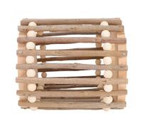 Qcwwy Hamster Climbing Ladder Toy, Wooden Bird Cage Climbing Ladder House with Double Hole Bird Cage Toy Suitable for Pet Active Playing Resting 20x17x20cm