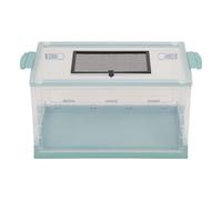 Qcwwy Hamster Transparent Tank, Large Breathable Hamster Cage with Front Door and Snap Fastening, Side Ventilation Holes, Top Mesh Design, Bottom Pulley for Golden (Blue)