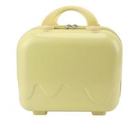 Qcwwy Hard Shell Cosmetic Case, 14 Inch Portable Makeup Travel Case Hand Luggage Pressure Proof Carrying Mini Suitcase with Elastic Band Small Carry On Travel Bag for Women (Yellow)