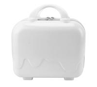 Qcwwy Hard Shell Cosmetic Case, 14 Inch Portable Makeup Travel Case Hand Luggage Pressure Proof Carrying Mini Suitcase with Elastic Band Small Carry On Travel Bag for Women (Cream White)