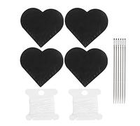 Qcwwy Heart Shaped Leather Page Corner Bookmarks Hand Sewn Fabric Patch for Book Lovers Reading Decor with Needle and Thread