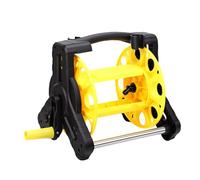 Qcwwy Hose Organizers Portable Water Hose Holder Holds Up to 25m Pipe with Hand Crank Integrated Winding Cord Storage Reel Space Saving for Yard Lawn 12.2x11.4x11.8in Garden Reel (Black and Yellow)