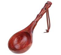 Qcwwy Japanese Wooden Spoon, Multipurpose Sauna Water Ladle Kitchen Soup Spoon Accessories with Plant Painting for Outdoor Camping Hiking Picnics