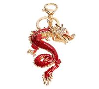 Qcwwy Keychains Craftsmanship Vintage Crystal Dragon Keychain Good Fortune Feng Shui Metal Dragon Key Chain for Keys Wallets Handbags and Car Accessory Chinese Chinese