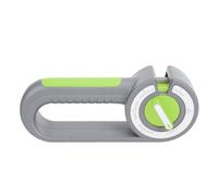 Qcwwy Knife Sharpeners Stage Stainless Steel Sharpening Slots Non Slip Base Ergonomic Handle Lightweight Coarse Fine Knife Tool for Repair Restore Polish 7.68x3.15x1.57in Kitchen (Grey Green)