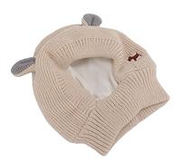Qcwwy Knit Rabbits Ear Hat Pet Quiet Ears Knit Rabbits Ear Hat Knitted Dog Snood Neck Cover Head Wrap Noise Protection Warm Grooming Earmuffs Hats For Medium To Large Pets Dog Apparel (Beige)