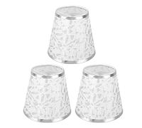 Qcwwy Lampshade On Design 3 Piece Fabric Chandelier Lamp Shade with Clamp/Holder (Silver)