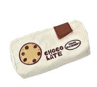 Qcwwy Large Canvas Pen Case Embroidered Cartoon Style Pencil Pouch with Smooth Zipper for School Office Travel