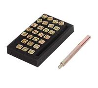 Qcwwy Leather Stamping Tool Leather Tools Stamp Set with Ergonomic Handle for Crafts Jackets Bags Shoes Belts Stamping Tool 26pcs Metal Alphabet Goods