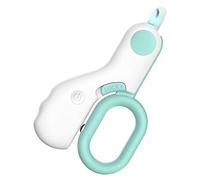 Qcwwy LED Mini Cat Nail Clipper, Pet Claw Trimmer with File, Pet Nail Clipper for Cats, Rabbits with Bloodline Visible for Easy Trimming, Moon Curved Edge Prevents Splitting, Durable (Blue)