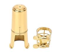 Qcwwy Long Lived Tenor Saxophone Mouthpiece, Golden Metal Cap and Clamp/Holder, Beautiful Design for Tenor Saxophonists of All Levels