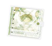 Qcwwy Loose Leaf Notebook Detachable PVC Cover 6 Ring Notebook White Mist Hayate Art Design Small Shaped Handbook with Blank Pages for Note Taking Writing Diary