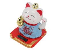 Qcwwy Lucky Waving Cat Solar Powered Plastic Fortune Maneki Neko Beckoning Cat For Home And Office Decor Daily Decoration (Blue)