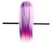 Qcwwy Mannequin Head for Salon Practice Hairdressing Training Styling Practice with Comb for Cosmetology Students 6 Colors High Temperature Fiber Hair (No. 1 pink + multi-color)