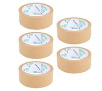 Qcwwy Masking Tape, 5 Rolls 35mm X 20m Easy Tear Off Painters Tape Painting Crafting Sealing Labeling Mounting Bundling Tape for Curved Surfaces Glass Wood (Brown)