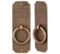 Qcwwy Metal Drawer Pull Vintage Cabinet Pulls A Pair Ring Pull Antique Chinese Pure Copper Straight Handle Single Hole Door Knobs for Kitchen Cabinet Furniture Hardware Home (10cm)