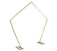 Qcwwy Metal Wedding Arch Wedding Arch Metal Backdrop Stand Pentagonal Design Golden Circular for Ceremony Outdoor Indoor Birthday Party Graduation Decoration Festivals