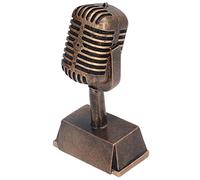 Qcwwy Microphone Trophy, Retro Microphone Trophy Resin Decorative Music Award Trophy Synthetic Resin Decorative Microphone Tabletop Ornament for Home Singing Competition