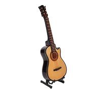 Qcwwy Mini Musical Instrument Wooden Miniature Guitar with Stand and Case Musical Instrument Model Guitar Figurine Mini Toy Dollhouse Decoration Small Replica Collectible (20cm cutaway guitar)