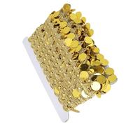 Qcwwy National Clothes Supplies Fine HandCrocheted Belly Scarf for Belly Dance Performance with Crisp Sound for Dancers in 10 Yards (Gold)