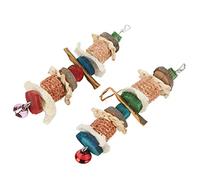 Qcwwy Natural Bird Chewing Toy with Corn Cob Loofah Logs and Nuts for Small to Medium Sized Parrots Conure Cage Bite Toy (Type B)
