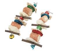 Qcwwy Natural Bird Chewing Toy with Corn Cob Loofah Logs and Nuts for Small to Medium Sized Parrots Conure Cage Bite Toy (Type A)