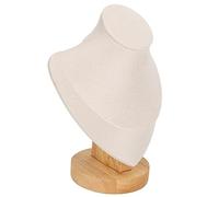 Qcwwy Necklace Holder Stand Helps Organize Jewelry, Log Flannel PU Leather Display Holder with Sturdy Base for Retail, Space-Saving Design, Versatile Usage (Beige)