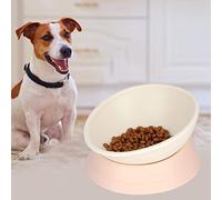 Qcwwy Non Spill Pet Food Bowl Plastic Tilted Dog Feeder For Cats And Dogs Anti-Skid Design For Comfortable Feeding Height And Digestive Health Supplies (White)