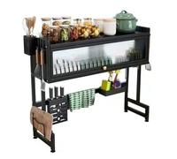 Qcwwy Over The Sink Dish Drying Rack, Large Capacity Carbon Steel Dish Rack Multifunctional Kitchen Organizers and Storage Over for a Tidy Kitchen Sink Shelf
